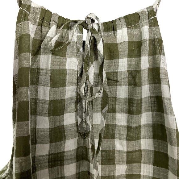 Cloth & Stone Gingham Halter Top, size large, 100% cotton, green & white - Picture 9 of 16